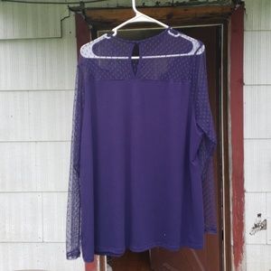 BNWT lane bryant purple shirt with mesh sleeves an